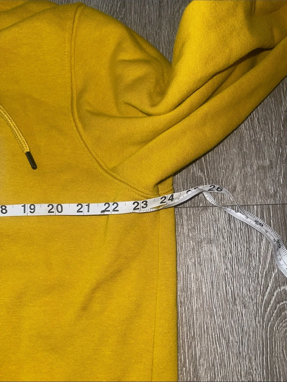 The North Face Men's Mustard Yellow Pullover Hoodie White Logo sweatshirt large